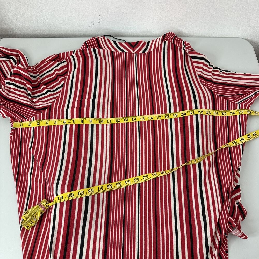 Maggie‎ Barnes Cardigan Sweater Womens 3x Red Open Knit Long Sleeve Stripe - Picture 10 of 13